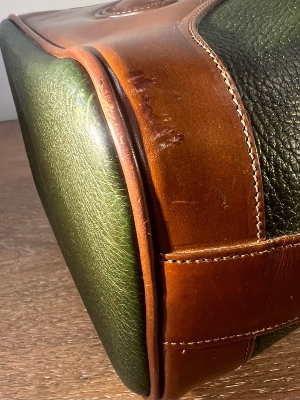 Vintage Dooney & Bourke Green AWL Drawstring Duck Bag Florentine Trim USA - Picture 8 of 14